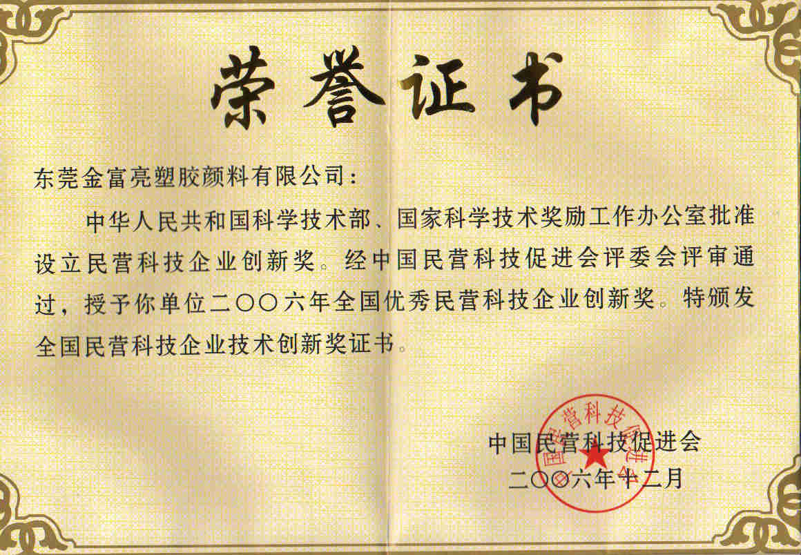 榮譽證書(中國民營科技企業(yè))